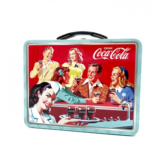 Rectangular Lunch Tin Box with Plastic Handle,Rectangular Tin Box